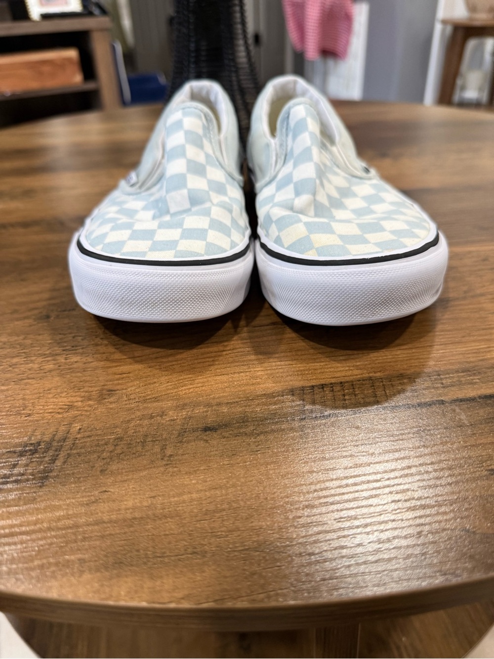 Vans Kids Checkerboard Slip-On Sneakers - Light Blue & White